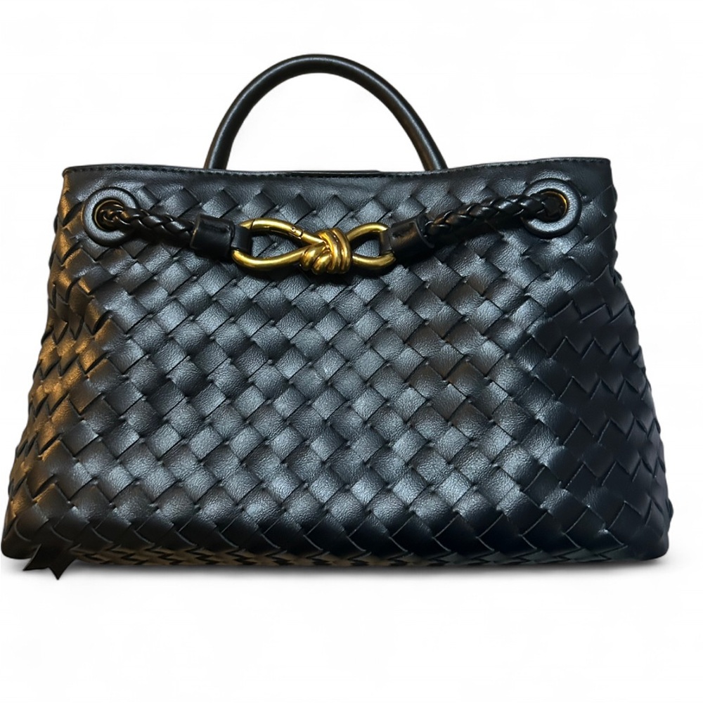 Black and Gold Woven Shoulder Bag